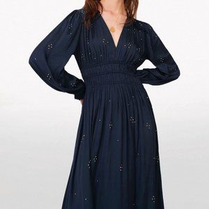 Maje Long Sleeve Studded Embellished Maxi Dress